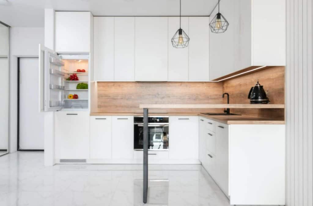 cabinets going to the ceiling in the kitchen